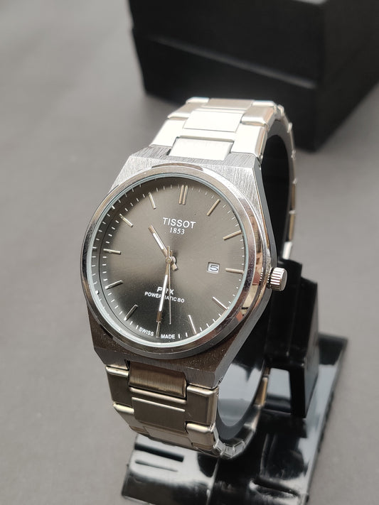 Tissot PRX 1853 – Charcoal Black Dial with Stainless Steel Bracelet