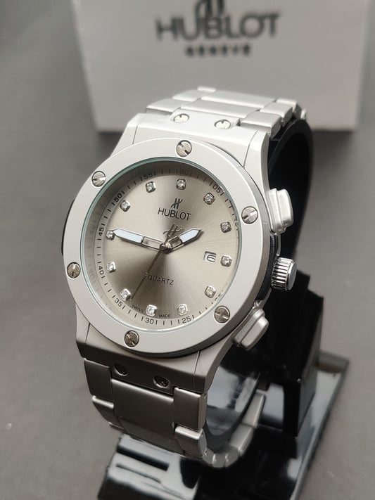 Hublot Classic Quartz – Silver Dial with Diamond Markers