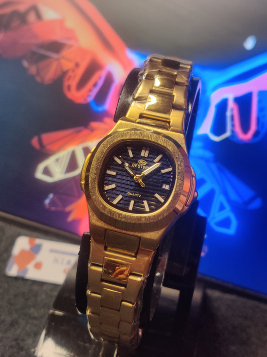 Bestwin Blue Dial- Golden Ladies Watch