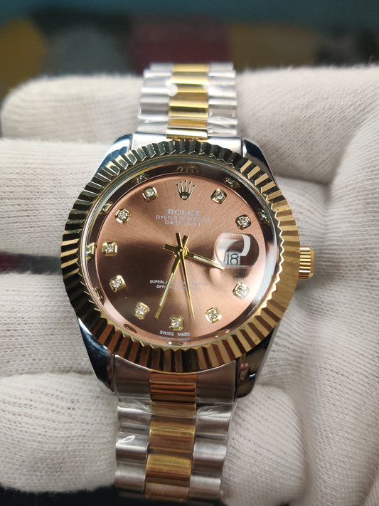 Rolex classic golden and silver- Brown Dial