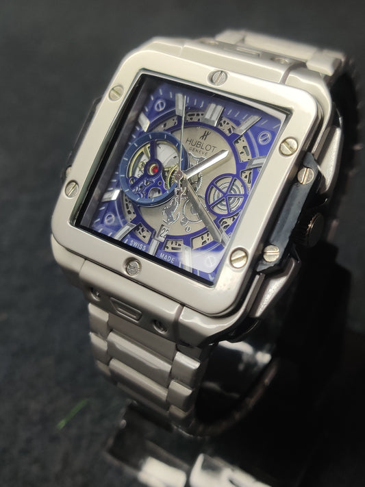 Hublot square heavy weight- blue chronograph dial