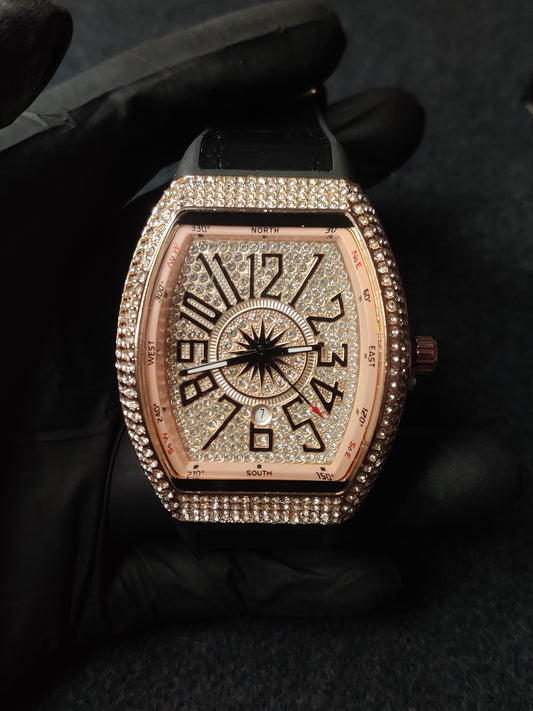 FM leather strap- Cream diamonds Dial