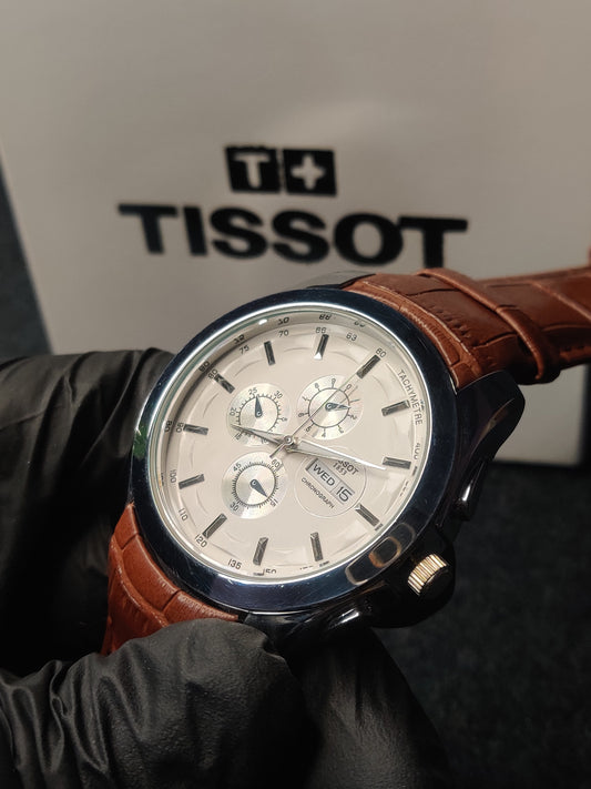 Tissot brown leather strap- cream dial